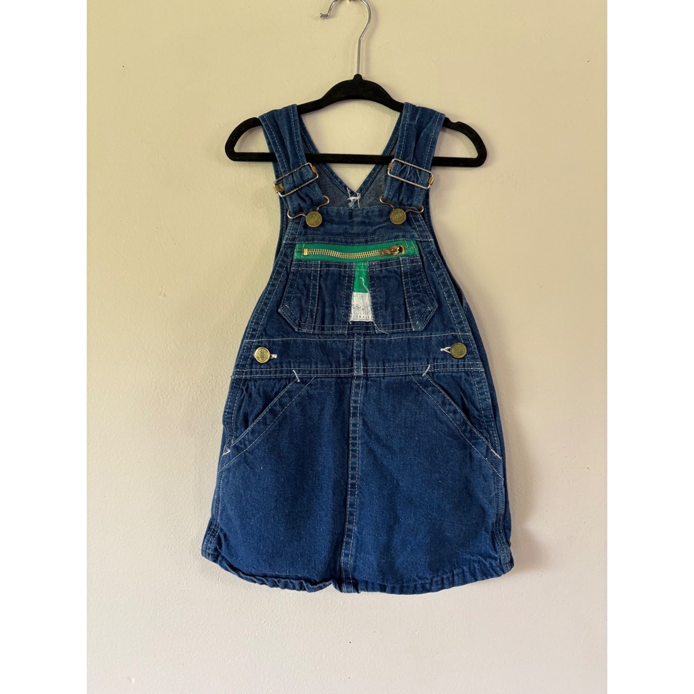 Vintage Liberty Denim Bib Overall Dress Girls Size 3‎ Made in USA Green Zipper